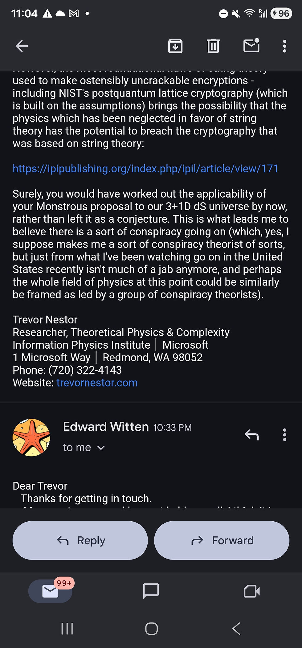 My conversation with Ed Witten about possible compromises to postquantum cryptography.
