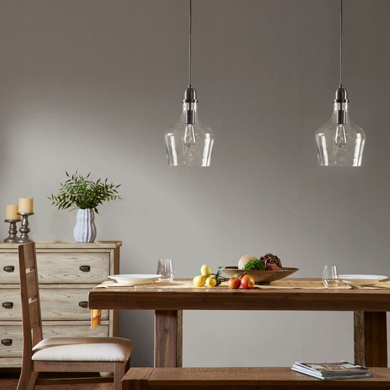 Thumbnail: Auburn Bell Shaped Hanging Glass Pendant Light Bronze/Clear