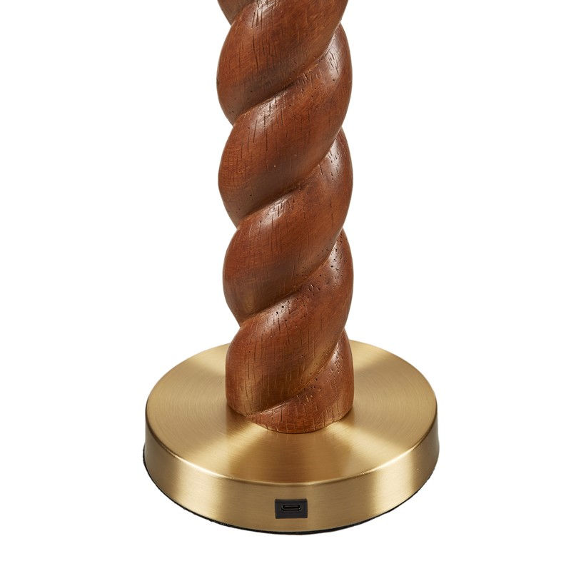 Thumbnail: Helixia Twisted Faux Wood Table Lamp with USP C Port
