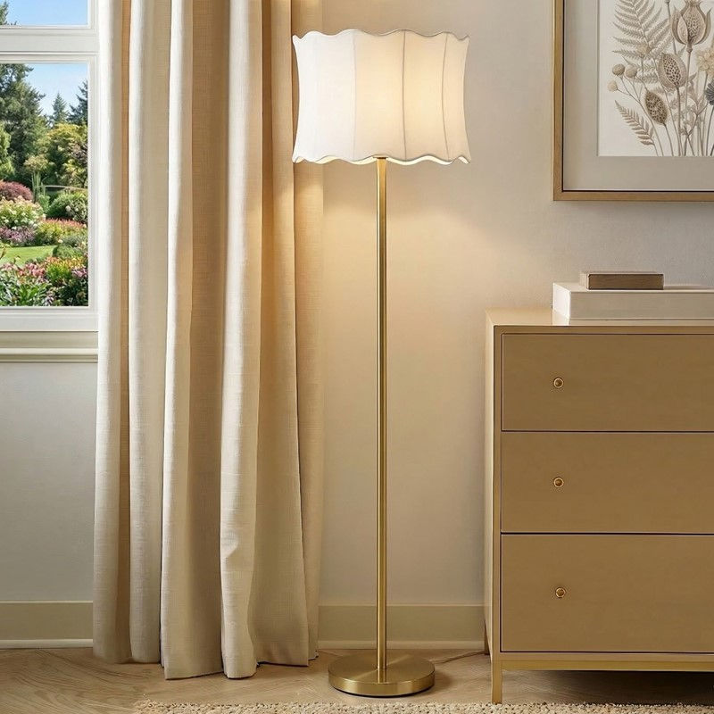 Thumbnail: Vesta Dimmable Floor Lamp with Fabric Scalloped Shade