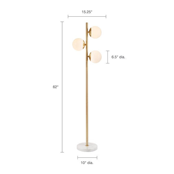 Thumbnail: Holloway 3-Globe Light Floor Lamp with Marble Base White/Gold