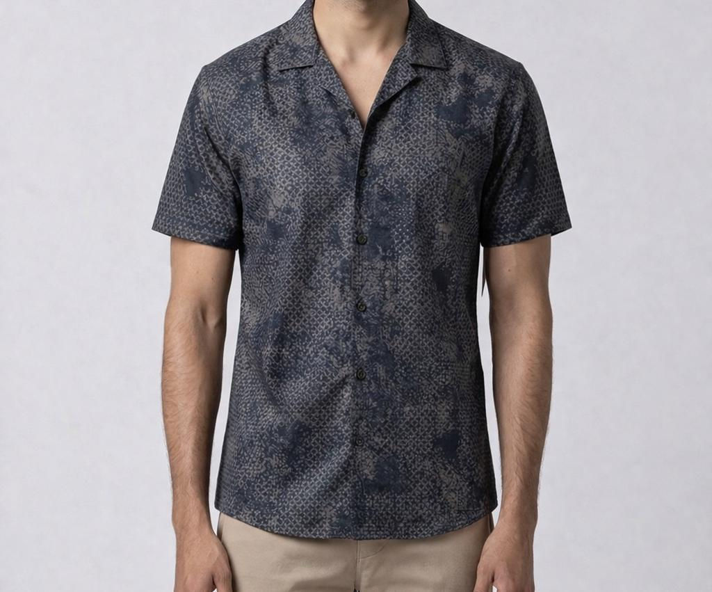 Navy Blue Printed Shirt for Men