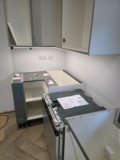 LED lighting installed under cabinets in aluminium channel