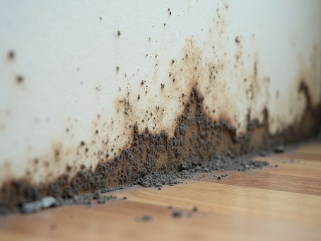mold growth in the base of a wall