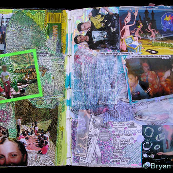 Sketchbook artist Vancouver Bryan Bone gay collage acrylic watercolour painting Richmond art teacher clubbing night club rave raver