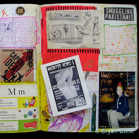 Bryan Bone Vancouver gay collage watercolour nightlife night club sketchbook rave Richmond art teacher festival