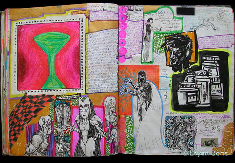 Bryan Bone Vancouver gay collage watercolour nightlife night club sketchbook rave Richmond art teacher festival