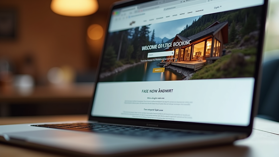 Close-up view of a laptop screen displaying a lodge booking website