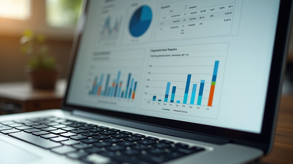 Close-up view of a laptop screen displaying hospitality analytics dashboard