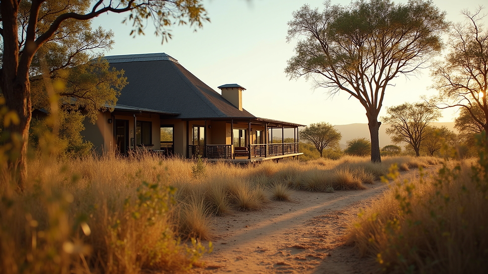 Eye-level view of a South African lodge surrounded by natural landscape