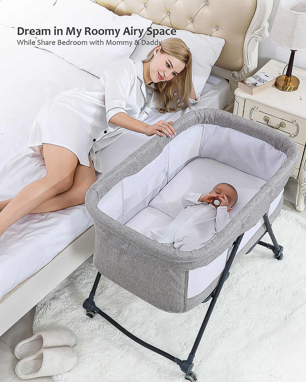 Thumbnail: Baby Grab-and-go Travel Cot  with Mattress & Silent Wheels,  Rocking Crib Conver