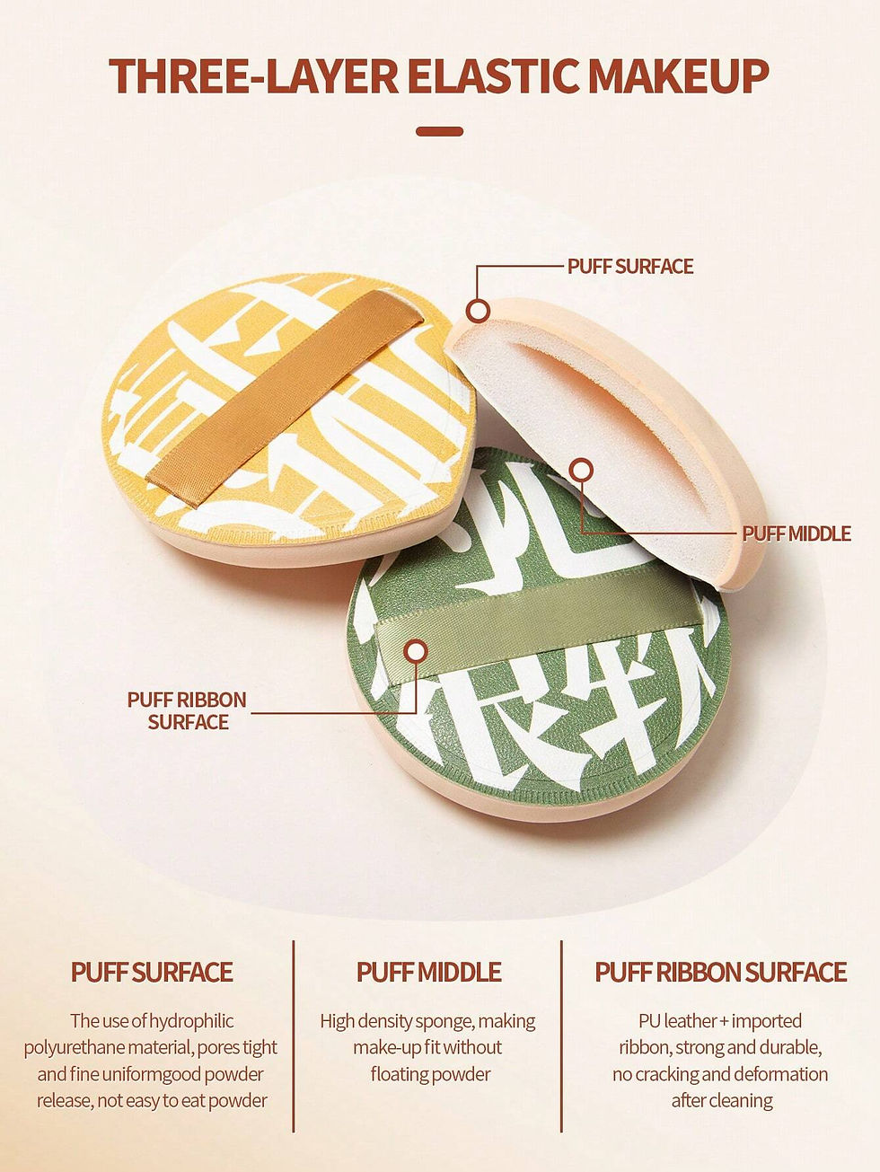 Thumbnail: 1/2Pcs Soft Non-Eating Foundation Sponge Puff High Density Bouncy for Flawless M