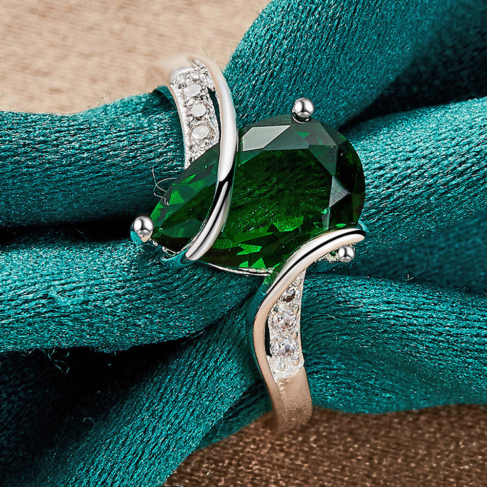 Thumbnail: The Verdant Drop Solitaire Ring