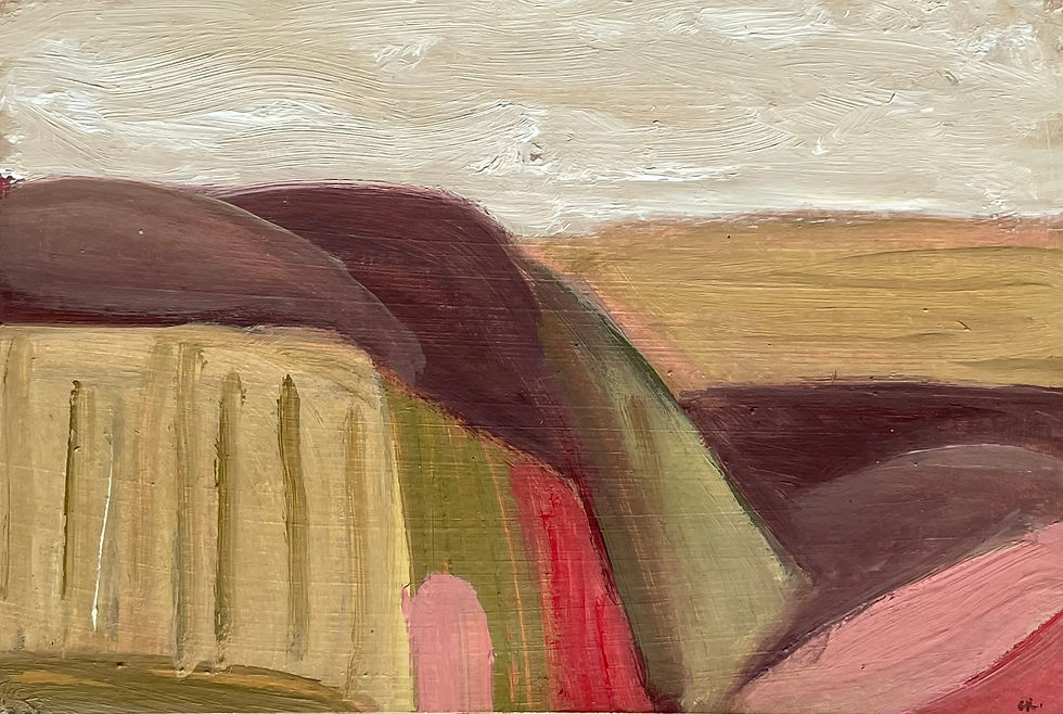Original painting of abstract rolling hills.