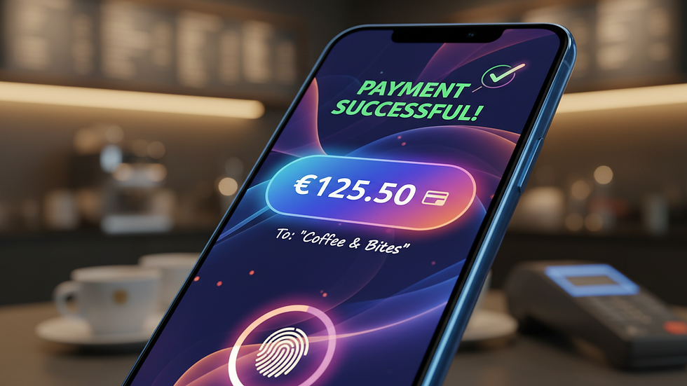 Close-up view of a smartphone displaying a payment confirmation screen