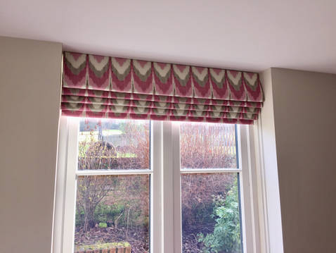 Recessed Blackout Ethnic Print Roman Blinds