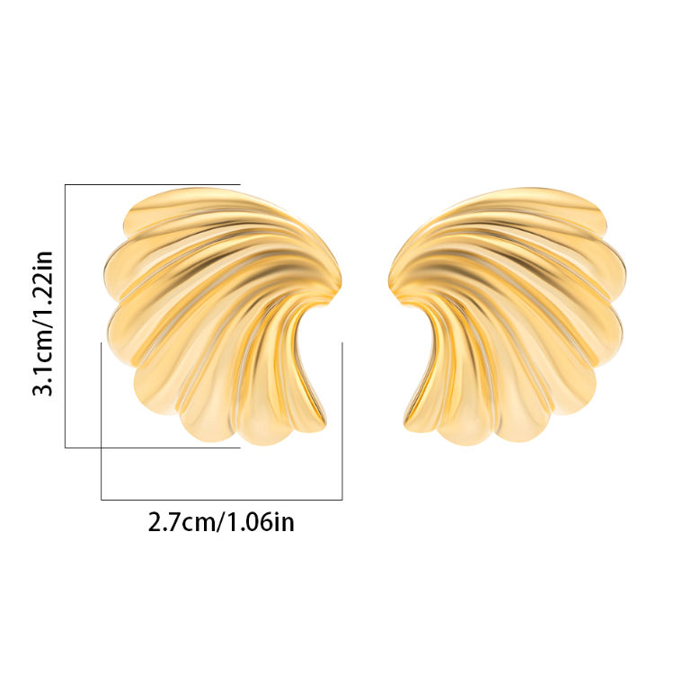 Miniature : Boucles d'Oreilles Coquillages Courbés - Acier Inoxydable 