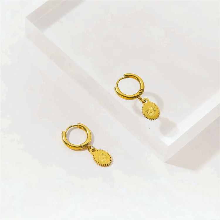 Miniature : Boucles d'Oreilles Soleil - Acier Inoxydable