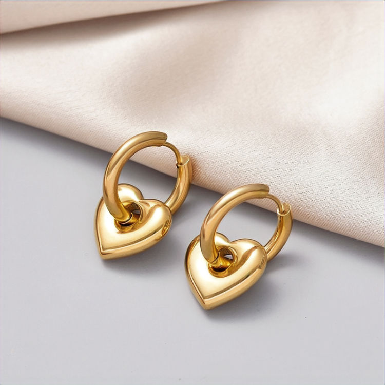 Miniature : Boucles d'Oreilles Cœurs - Acier Inoxydable