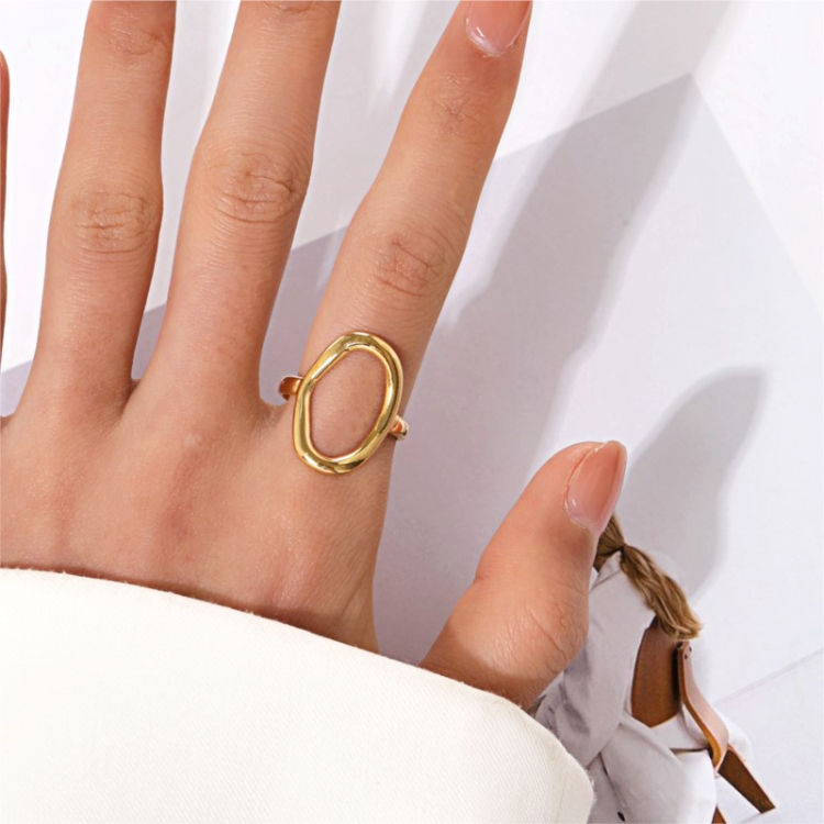 Miniature : Bague Ovale Ajustable - Acier Inoxydable