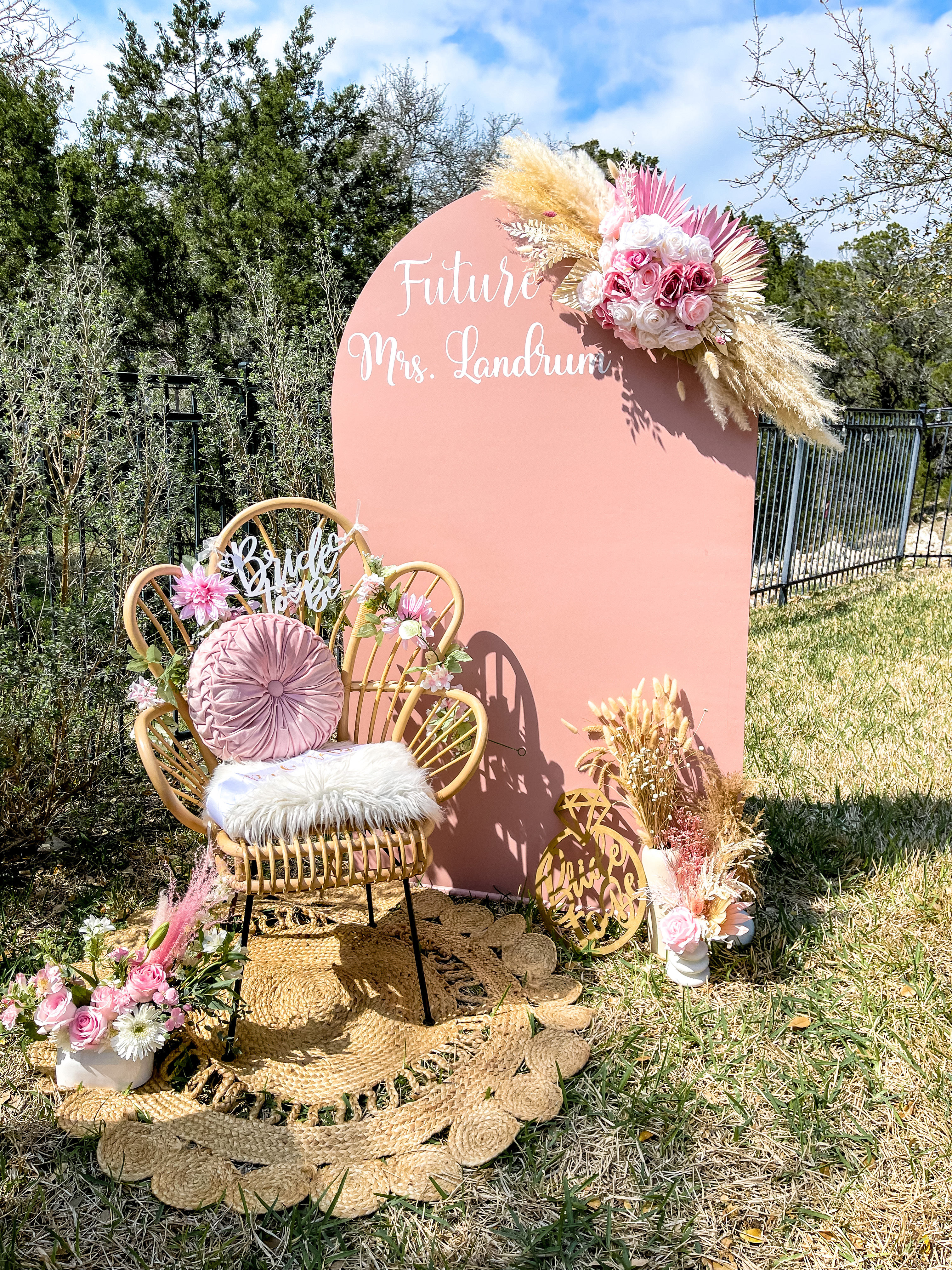 5FT Wood Backdrop with custom sign $125-175 (Plus delivery fee)