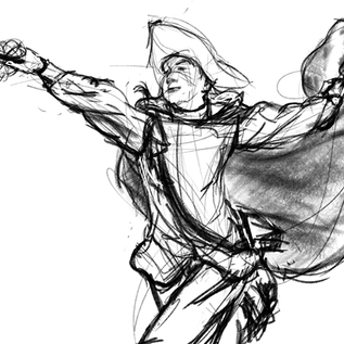 Figure Drawing of a pirate girl in mid-motion.