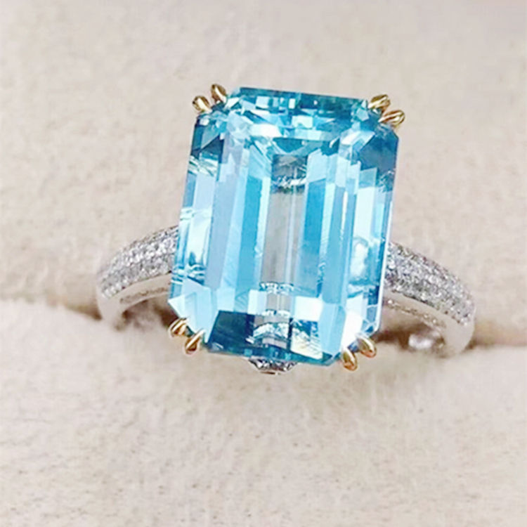 Thumbnail: Wholesale Sgarit Natural Gemstone Ring Jewelry 18K Solid Gold Jewelry 6Ct Emera