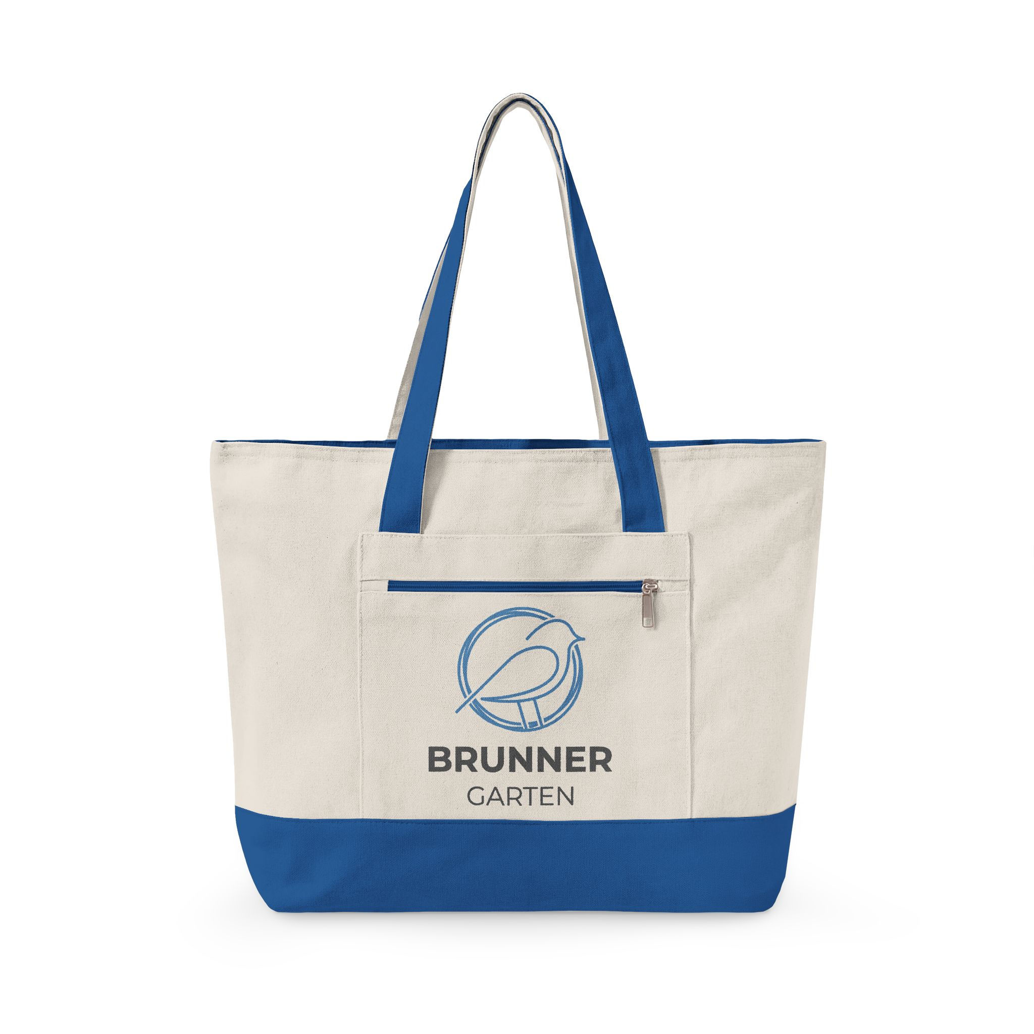Zippered Canvas Tote Bag — Brunner Garten Logo Beach & Market Tote