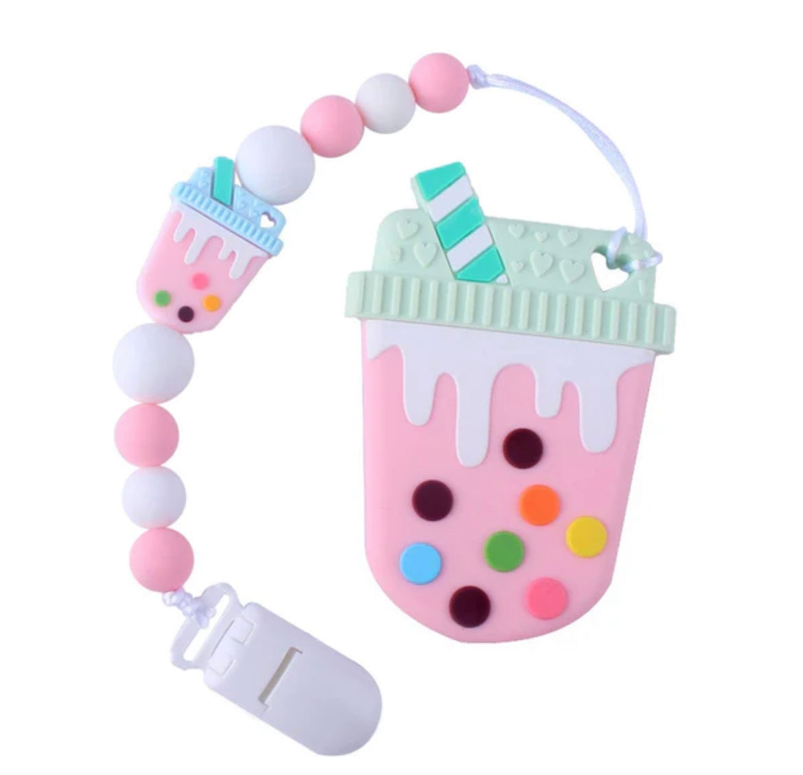 BUBBLE TEA PACI CLIP & TEETHER