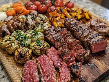 Healthy carnivore roast meal with high-protein meat for men’s fat loss