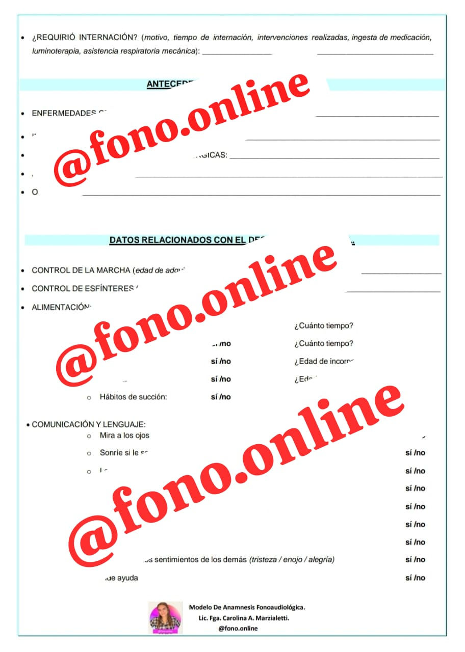 Miniatura: 🌟 Anamnesis Fonoaudiológica - Área Lenguaje Infantil 🌟