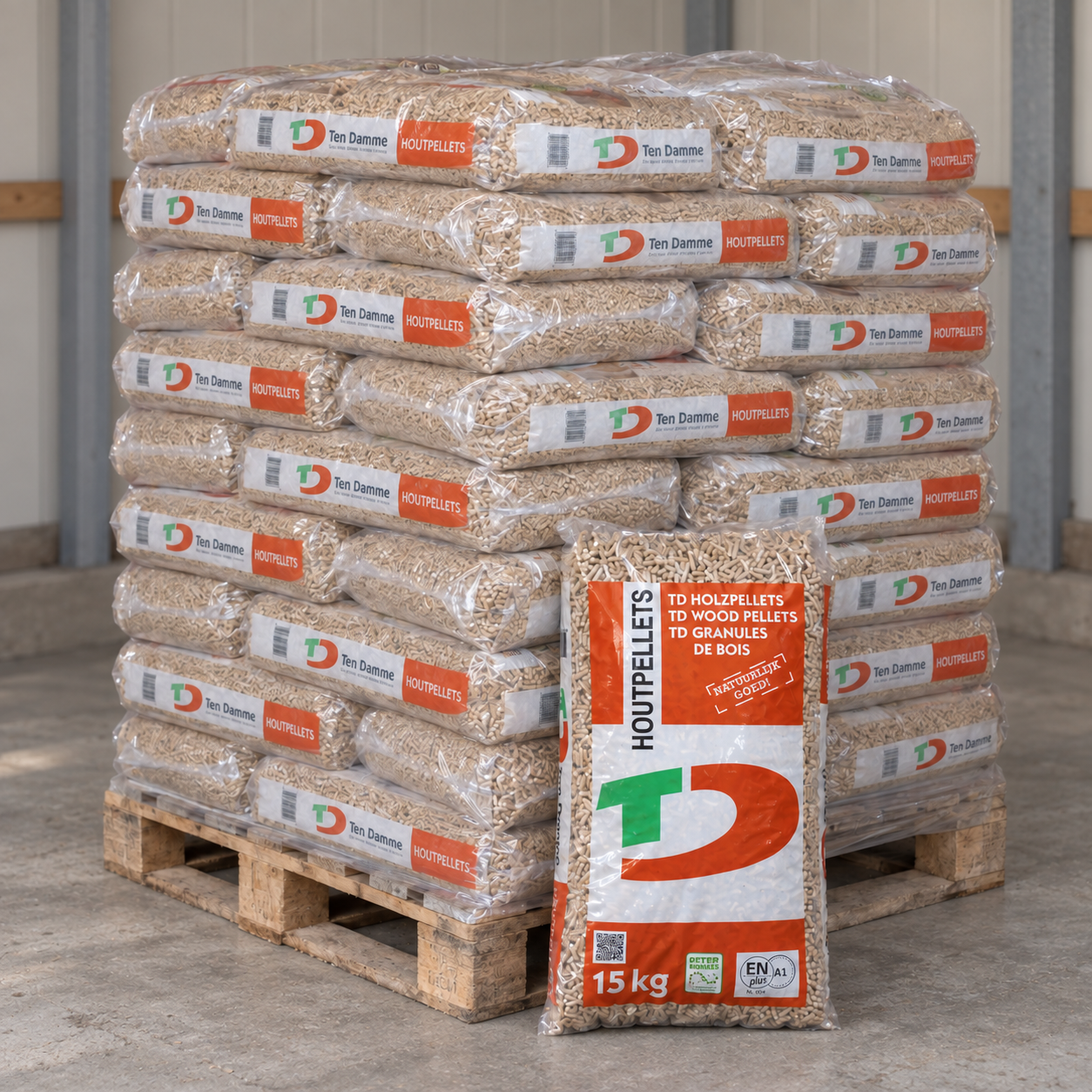 Witte Ten Damme pellets – pallet 66 × 15 kg