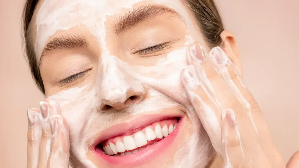 lady putting on facial cream