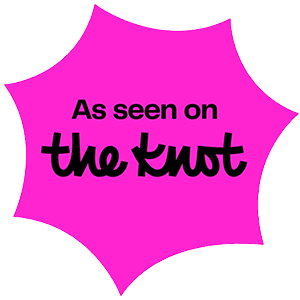 The Knot Logo on pink background shape
