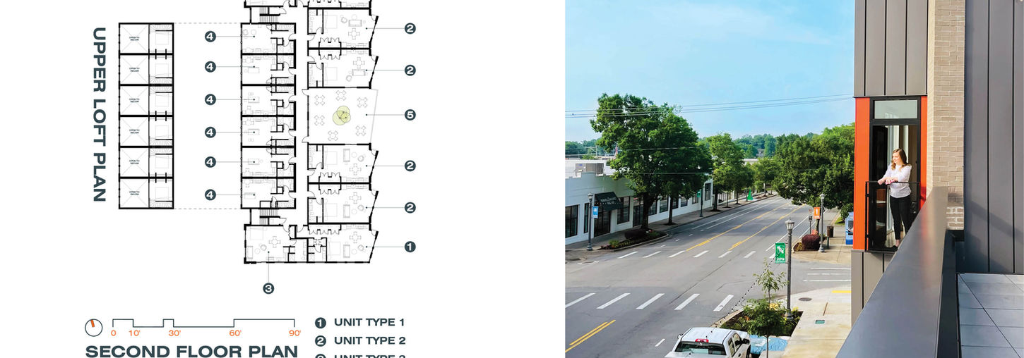 1424 Soma, Second floor plan and courtyard view