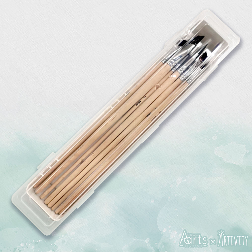 Pébéo 8 Long Handle Nylon Brushes Box Set