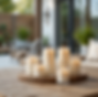 Velas blancas decorativas sobre madera