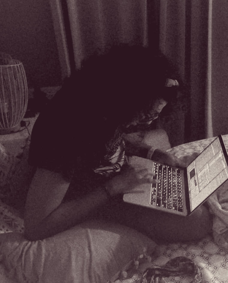 Working late on a laptop