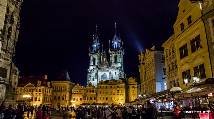 Old Town Square at night