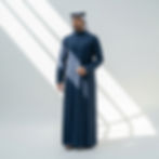 man wearing blue saudi thobe