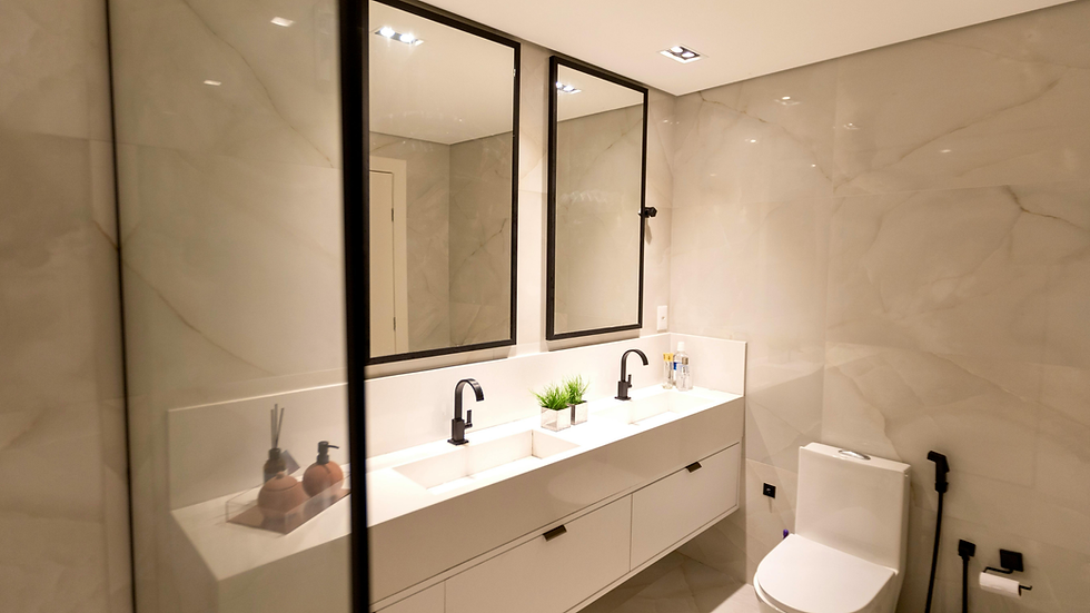 Modern Bathroom Interior with Double Vanity_