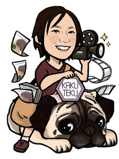愛犬と似顔絵　-全身・ポーズ指定ありver-