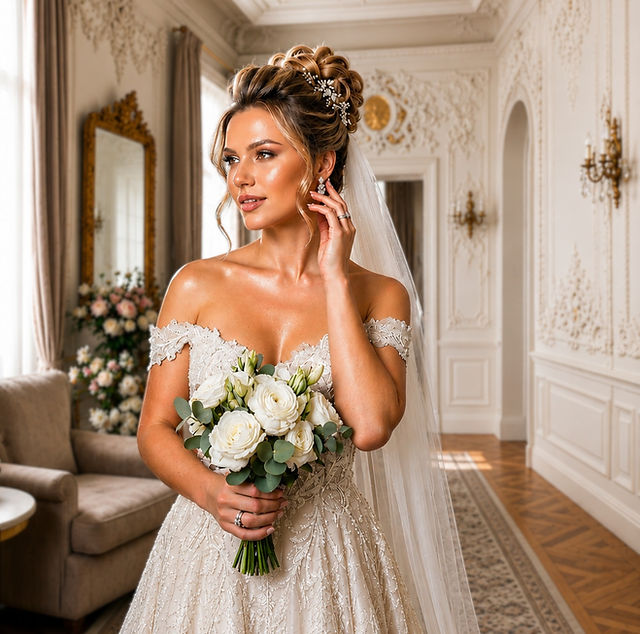 hair and makeup for off shoulder dress Hairstyles that compliment different bridal gowns