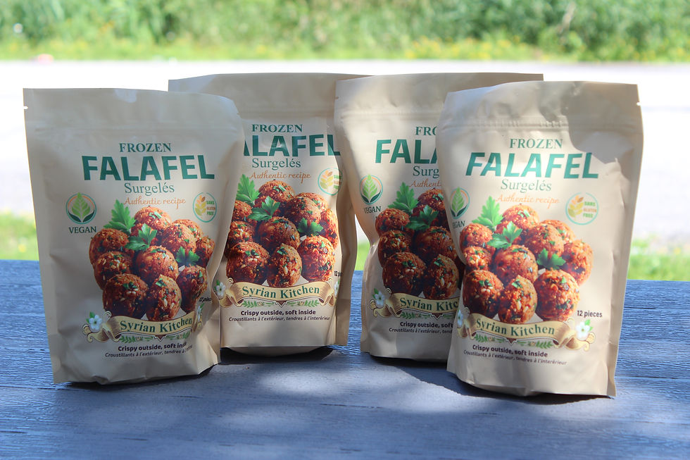 Thumbnail: Four bags of Syrian Kitchen Frozen Falafel on a table