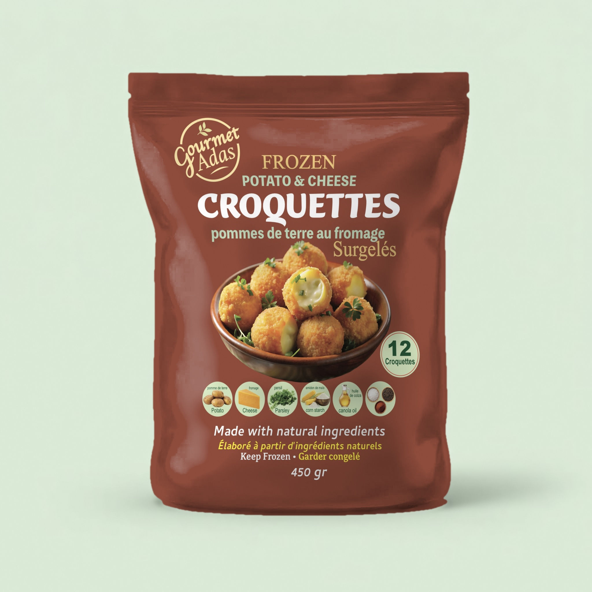 Gourmet Adas Frozen Potato & Cheese Croquettes, 450 g bag