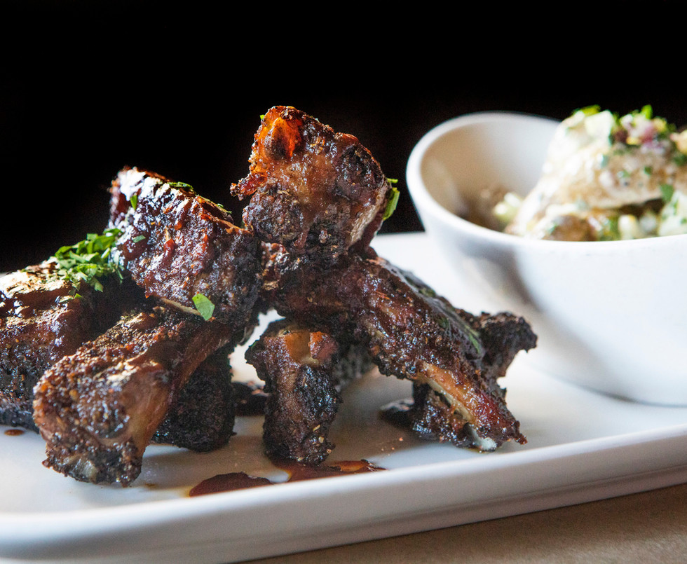 Photo of Char Siu Pork Chop with a side of mashed potatoes.