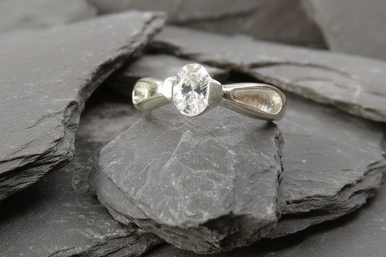 Sterling Silver Solitaire Ring with Ashes