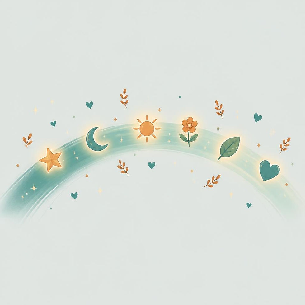 Teal rainbow with various icons representing different nonbinary icons