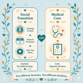 A comparison chart on medical transition vs social transition