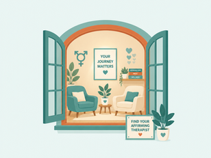 Gender-affirming care explanation - inviting office with photos explaining that your journey matters